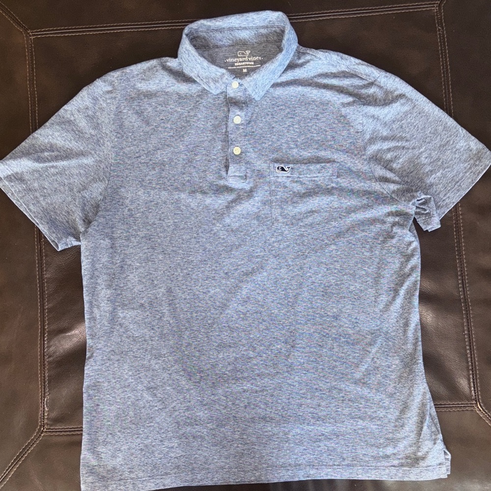 Vineyard Vines Heathered Blue Polo Shirt. M